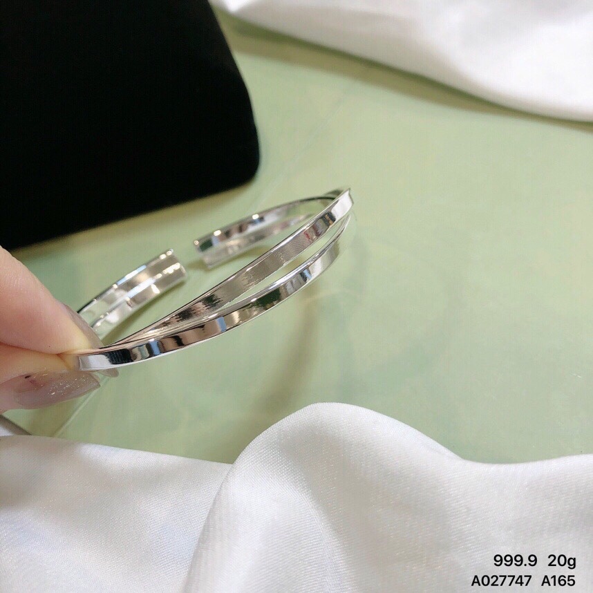 Hong Kong Zhengsheng pure silver s999 - Korean cold wind cross - open bracelet female fashion and girlfriend jewelry