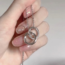 Hong Kong is born pure silver s925 light extravagant Mobius double ring necklace net red and small crowdsourced design lukewarm wind lock bone chain
