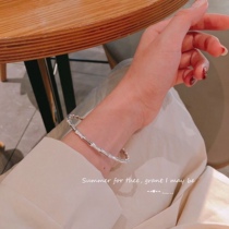 Hong Kong is giving birth to the silver s999 niche design student bestie minimalist Frosted Shiny Bamboo Festival Closed-end Fine Bracelet Woman