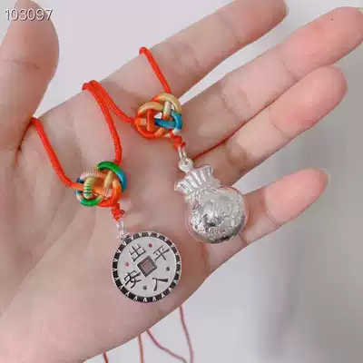 Hong Kong Zhengsheng Silver Jewelry Sterling Silver s925 Copper Money Bag Necklace Baby Baby Red Rope Full Moon Birthday Gift