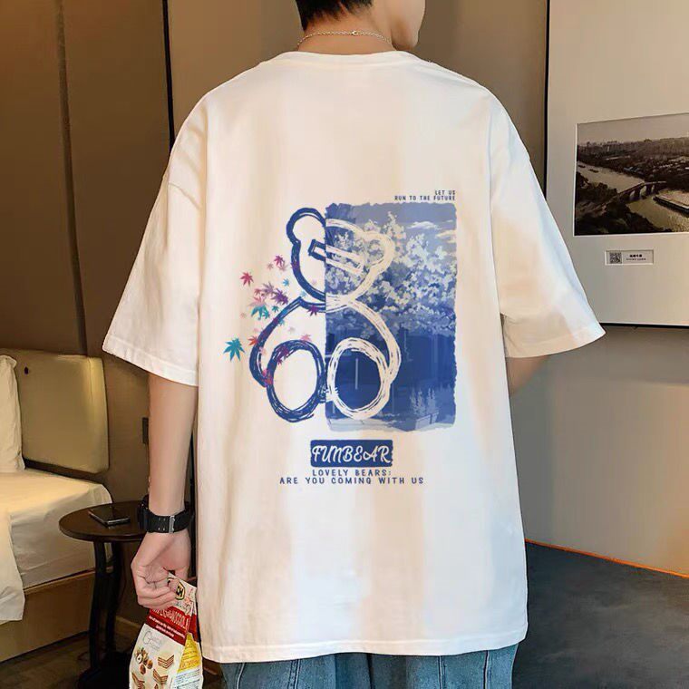 Niche retro short-sleeved t-shirt short-sleeved t-shirt men's summer new trendy brand Harajuku wind port style high street loose top card