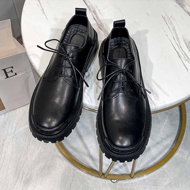 Summer ins Japanese small leather shoes leather black British style trend Korean version tooling big head Martin shoes men's casual