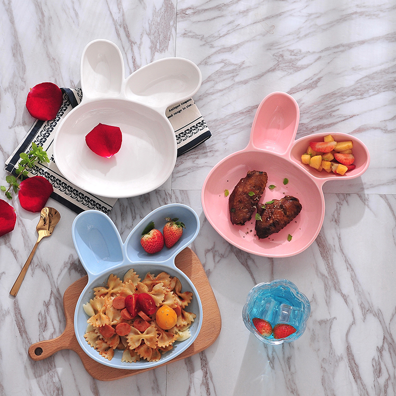 Cartoon creative ceramic rabbit children plate to plate household snack dish move frame plate