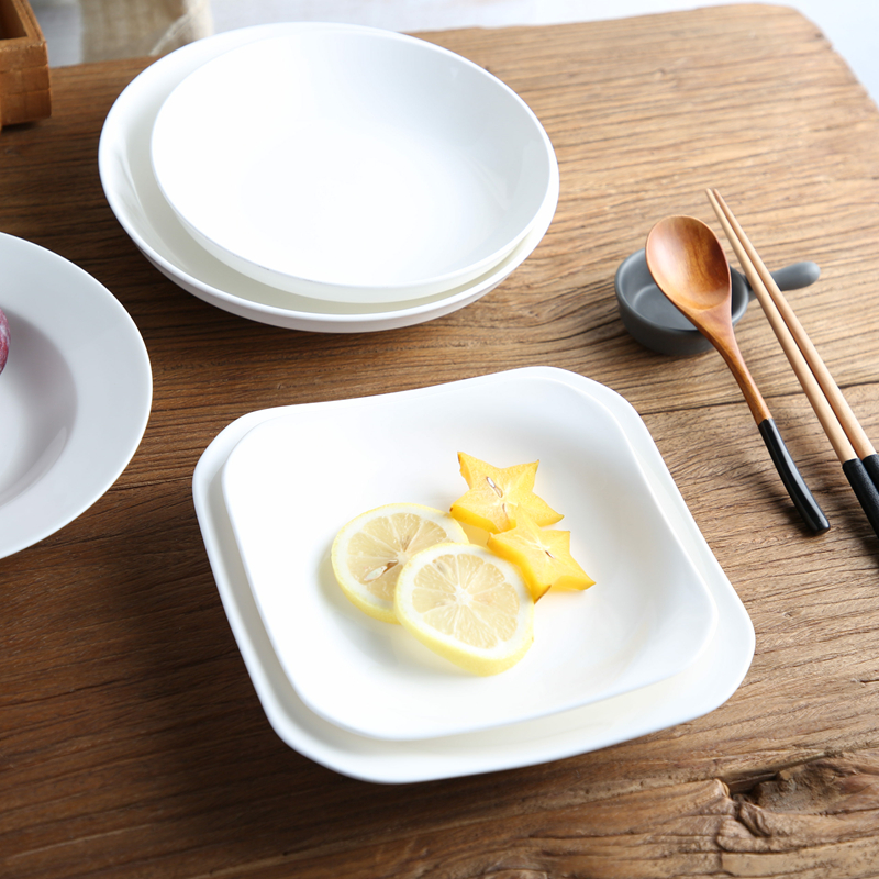 The Six white household ceramic dish suits for contracted round dish soup FanPan cuisine dishes tableware