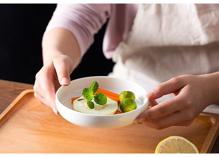 Pure white ipads porcelain dish deep creative Japanese household 0 soup restaurant pasta salad plate plate