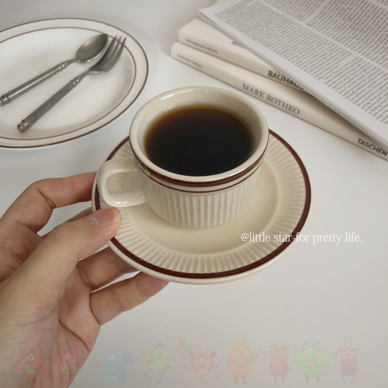Chesapeake retro red line ceramic coffee cup Japanese web celebrity gift item cafe places cup 100 ml