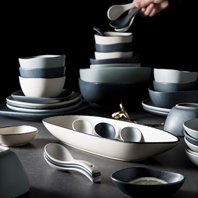 Hunchback rain grandmother home dishes suit tableware suit to use chopsticks sets ceramic creative web celebrity plate