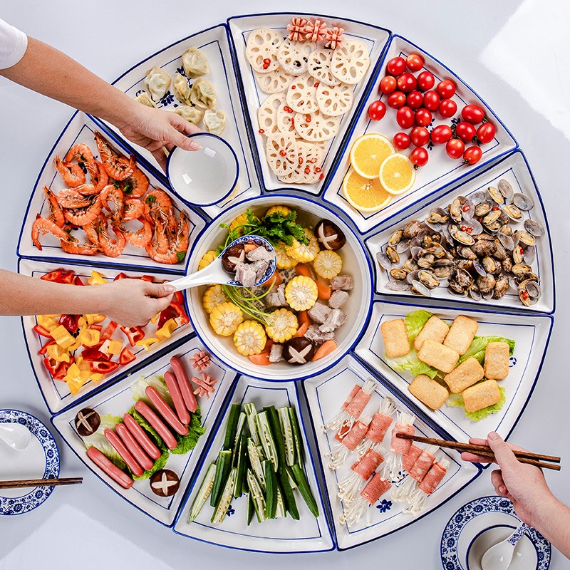 Web celebrity suit reunion platter ceramic tableware portfolio sector round - table dishes Chinese New Year dish dish dish creative household