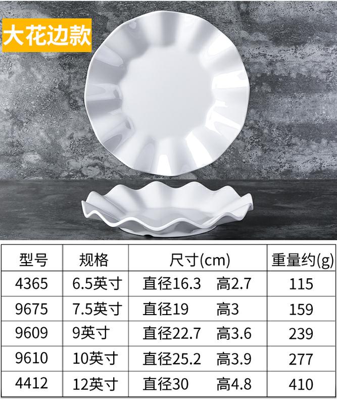 The Self - service fast - food Fried noodles food melamine big chicken white round plastic imitation porcelain tableware ltd. 1:1. 2 plates