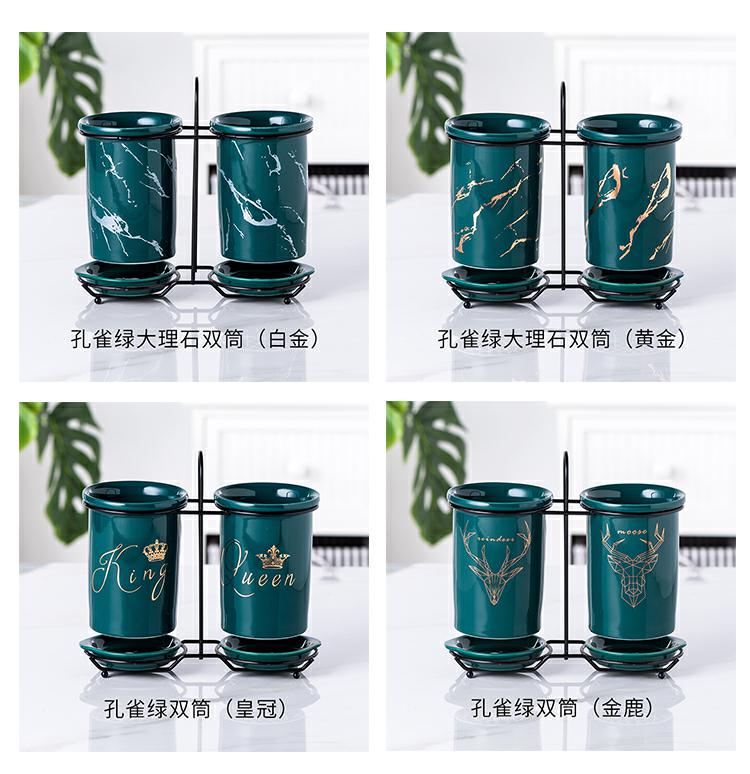 Ceramic tube informs the waterlogging under caused by excessive rainfall malachite green chopsticks chopsticks box to receive shelf Nordic pairs of chopsticks chopsticks box barrels