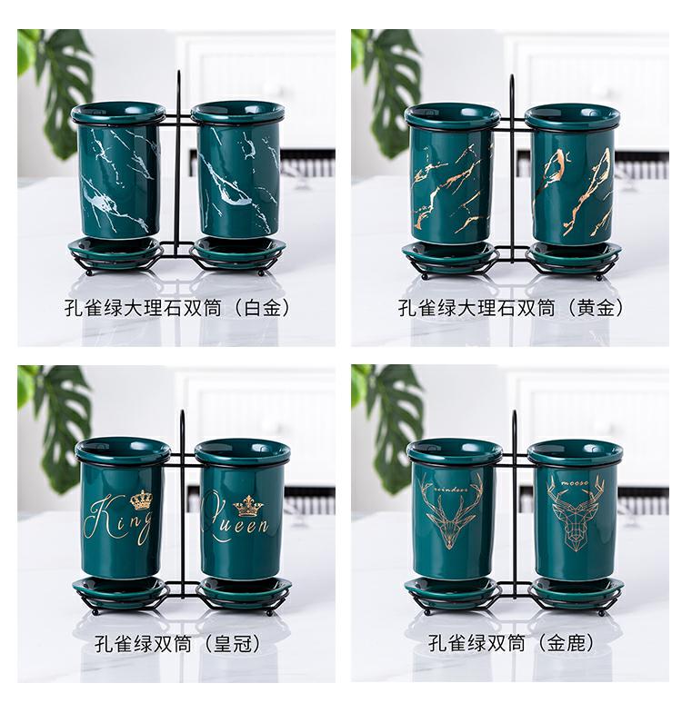 Ceramic tube informs the waterlogging under caused by excessive rainfall malachite green chopsticks chopsticks box to receive shelf Nordic pairs of chopsticks chopsticks box barrels