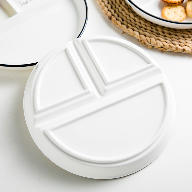 Creative round three separate plate Nordic Creative household breakfast tray, ceramic frame plate FanPan reduced fat