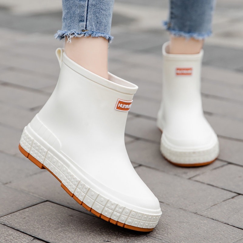 Water Shoes Children Waterproof Anti-Slip Female Style Rain New Lady Fashion High-end Kitchen Rubber Shoes Short Cylinder Adult Rain Boots 