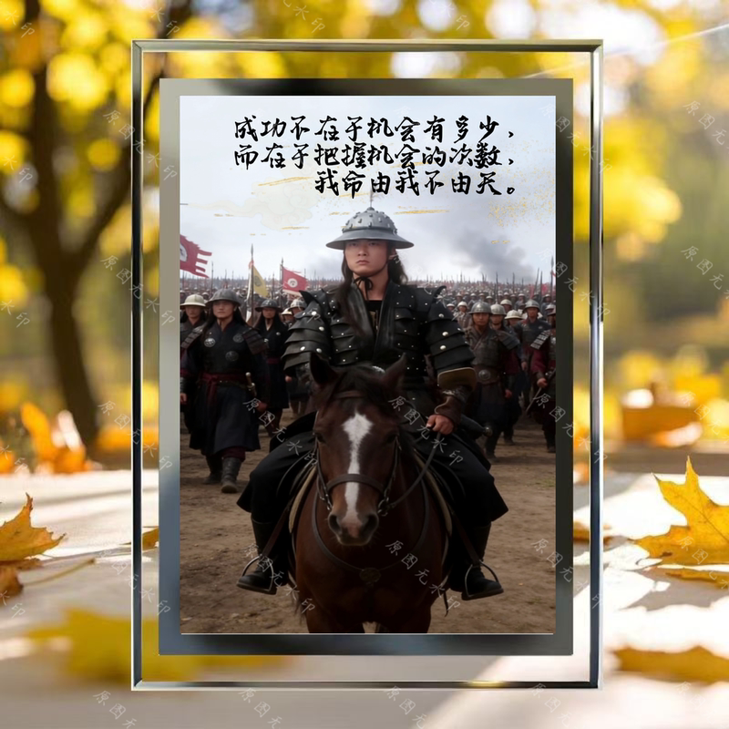 Dong Tianbao My Destiny Is in My Hands, Not in the Hands of Heaven High-Definition Crystal Glass Photo Frame Tabletop Decoration for Room and Office Desktop