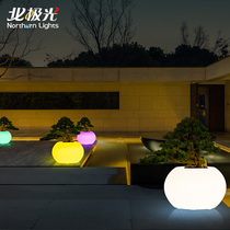 LED luminous flower pot Hotel restaurant creative decoration Modern garden fashion planting colorful remote control spherical flower pot