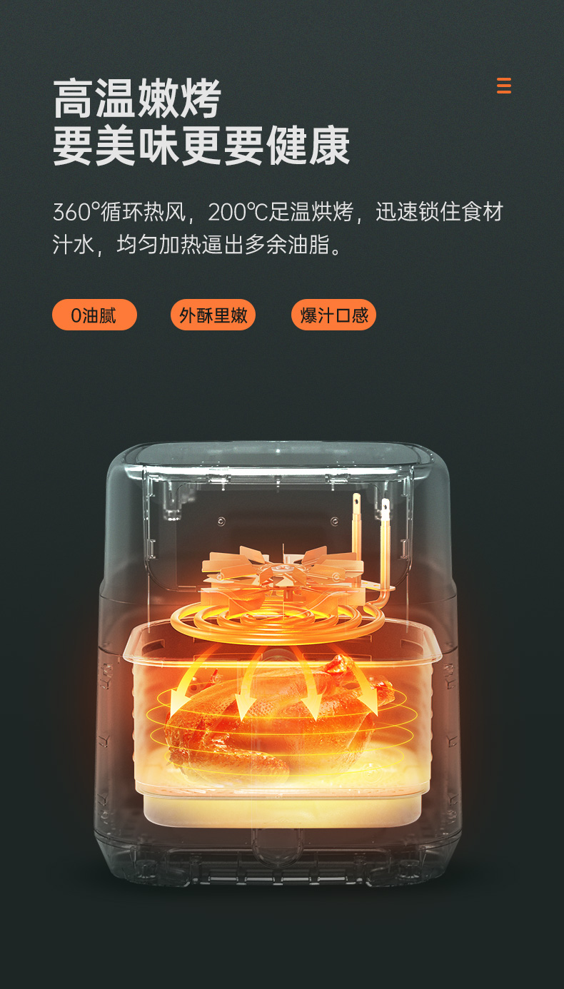 小米生态链 悠伴 21年新款 全自动空气炸锅 4.5L 图4