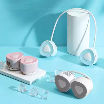 Hanging neck small fan Portable mini lazy hanging neck neck turbine leafless USB mute rechargeable portable small student kitchen net celebrity children's refrigeration air conditioning fan big wind WEKOME
