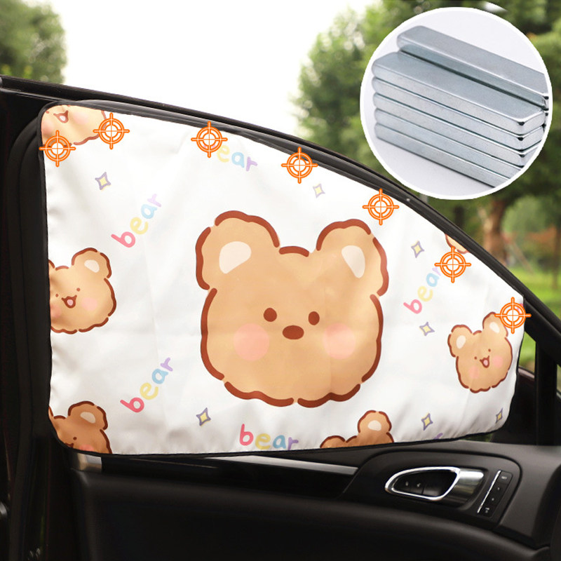 Universal car magnetic attraction sunscreen thermal insulation side window shading bezel cartoon vehicular sunscreen car shading privacy curtain