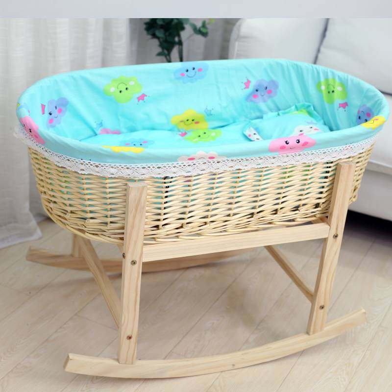 Fuji baby basket wicket baby cradle baby sleeping blue children hammock game basket lathe can be customized