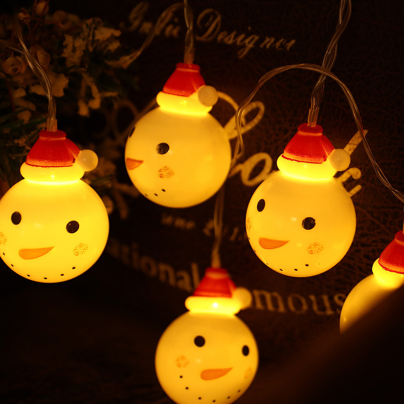 Christmas decorations light Christmas old man snowman Christmas tree light string scene arrangement with a luminous hanging decoration