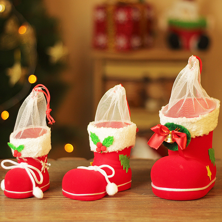 Christmas Decorations Creativity Red Boots Shoes Children Gift Candy Box Pen Holder Photography Photo props