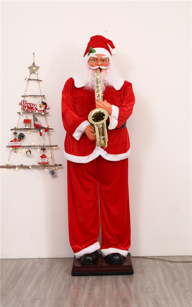 Christmas decorations 1 8 m electric blow saxophone Christmas old man sound control with music mall scene arrangement