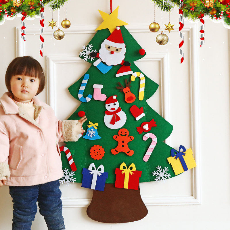Christmas decorations children handmade toys puzzle DIY felt cloth hanging wall Christmas tree holiday children's gifts-Taobao