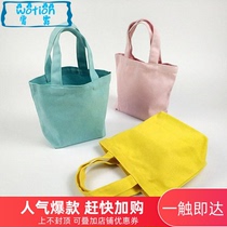 Hand bag simple fresh student hand carrying lunch box bag for men and women small solid color hand canvas lunch bag