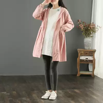 Pregnant women's coat Spring and Autumn wear belly Korean autumn dress long version autumn windbreaker coat maternity wear autumn suit