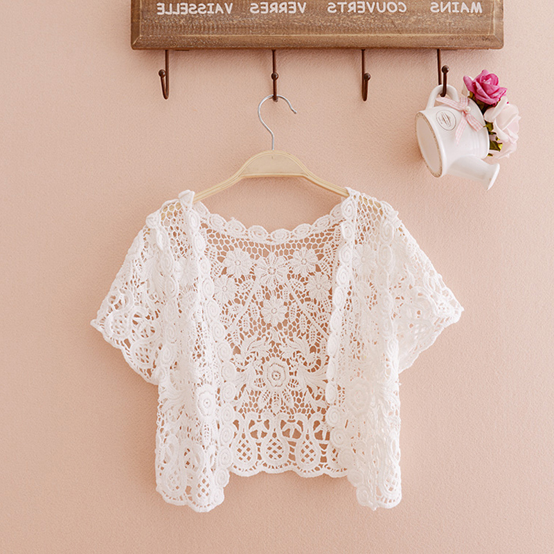 Lace White Short Shawl, Thin Summer Camisole Dress, Versatile Women's Summer Cardigan Jacket Lace White Short Shawl, Thin Summer Camisole Dress, Versatile Women's Summer Cardigan Jacket
