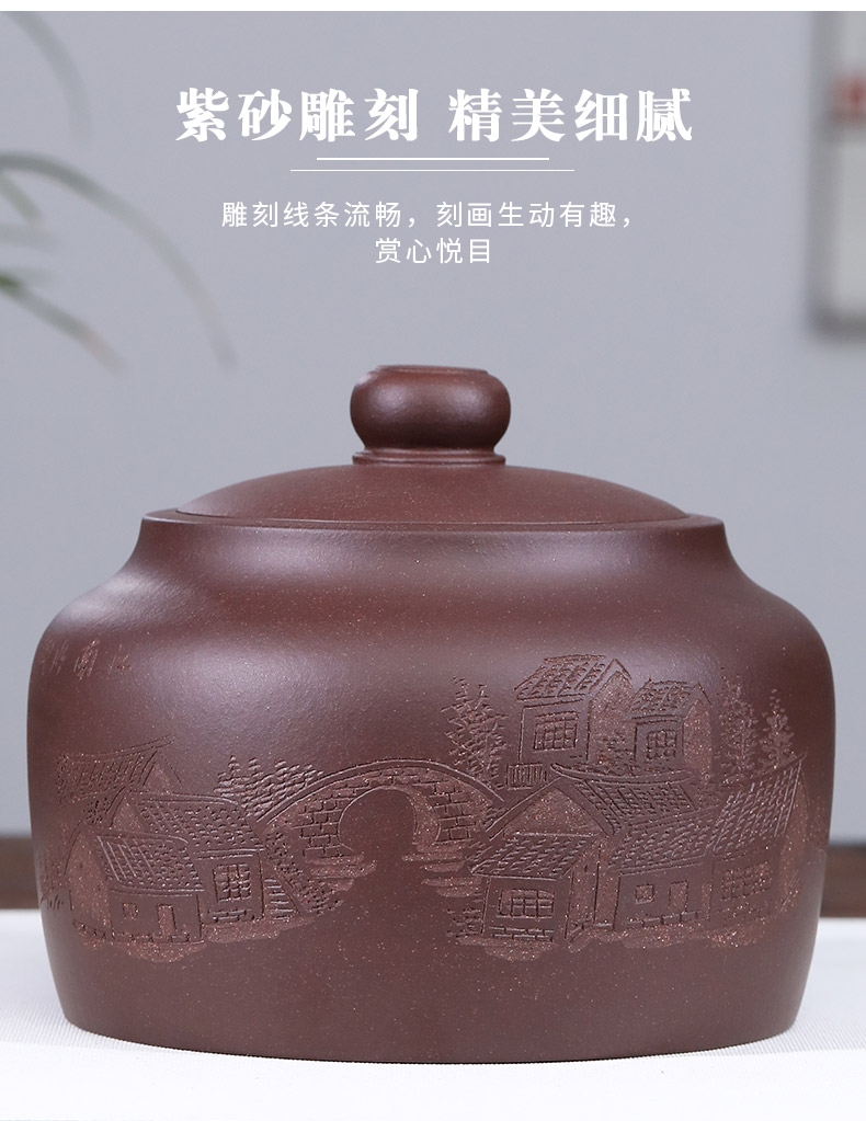 Vatican RongZiYi undressed ore purple sand tea storage tanks seal moisture carving loose tea pu - erh tea and receives little tea