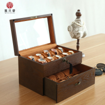High-grade watch box storage box Wooden jewelry box Ancient style Chinese wind hand string watch box Glasses jewelry jewelry collection