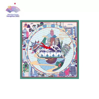 Hangzhou Asian Games Chaoyong Hangzhou City series 100%mulberry silk large towel Women's silk scarf holiday gift