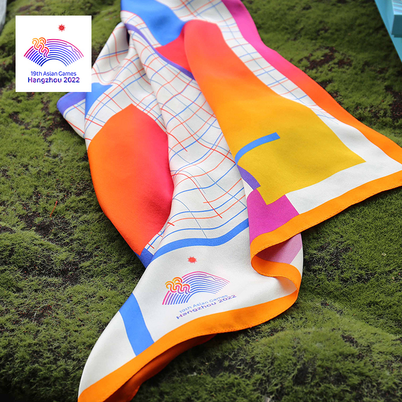 Style series 100% mulberry silk square scarf ladies winter silk scarf new versatile silk scarf Hangzhou Asian Games