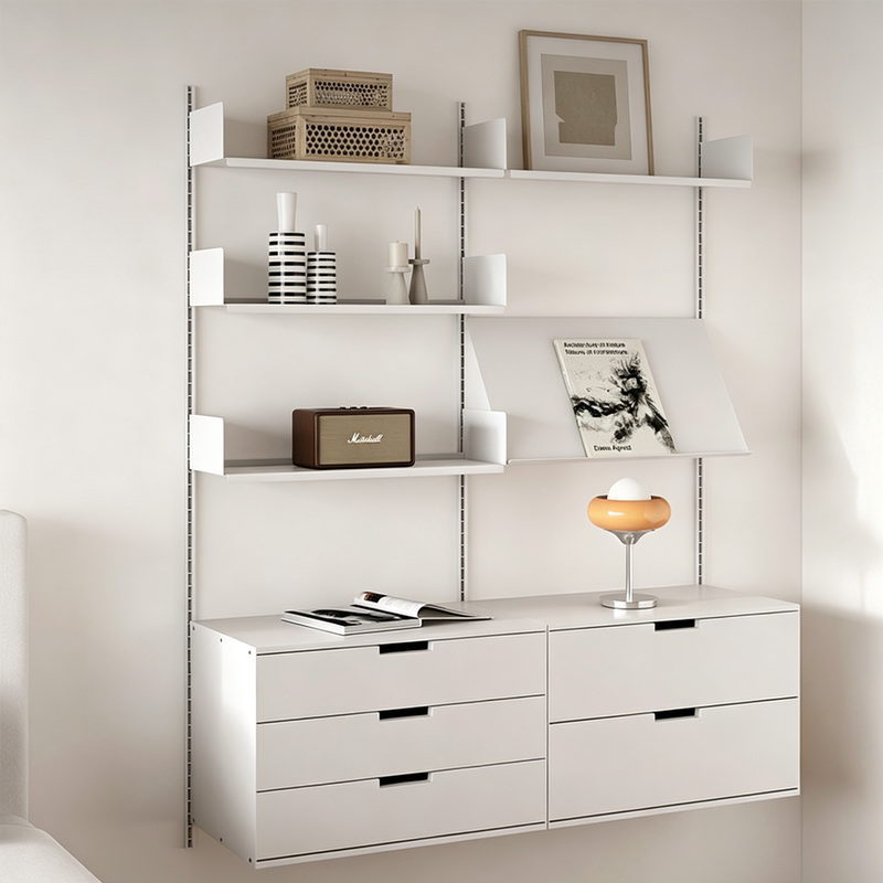 Simple Wall-Mounted System with Movable Track Shelves, Wall-Mounted Straight Board Bookshelf, Home Living Room Storage and Display Rack Simple Wall-Mounted System with Movable Track Shelves, Wall-Mounted Straight Board Bookshelf, Home Living Room Storage and Display Rack
