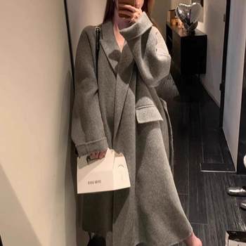 Mid-Length Sheep Wool Long Coat for Women, Autumn High-End Double-Sided Woolen Coat