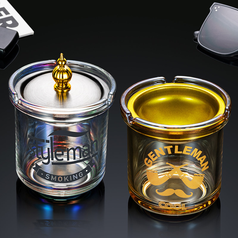Creative Tobacco Ashtray Home Stainless Steel Funnel Anti-Fly Ash with lid office Tobacco Cylinders Personality Windproof Fashion Smoke