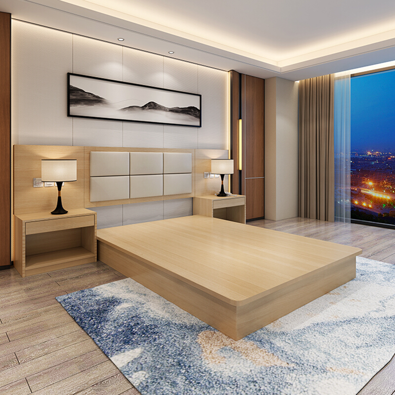 Nanning hotel furniture standard room full set hotel bed hotel room TV cabinet bed custom new factory direct sales