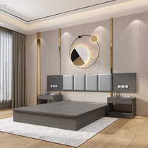 Nanning multi-layer solid wood board custom hotel bed hotel furniture standard room full set of simple modern bed box bedside table