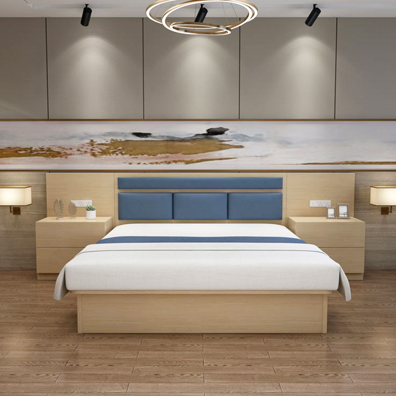 Nanning Hotel Furniture Standard Room Full Room Hotel One Shoulder Apartment Bed Box Hotel Bed TV Table Combination Customization