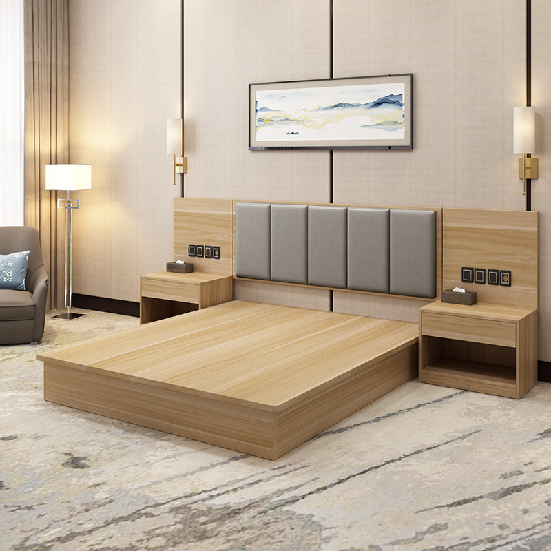 Factory direct selling hotel furniture standard room full set hotel bed simple hotel room TV cabinet bed customization