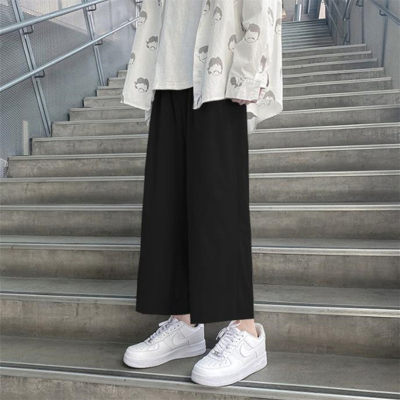 2023 New Black Cropped Wide-Leg Pants for Women, Spring and Autumn, Loose High-Waisted, Drapey, Straight-Leg, Slimming, Thin Summer Style
