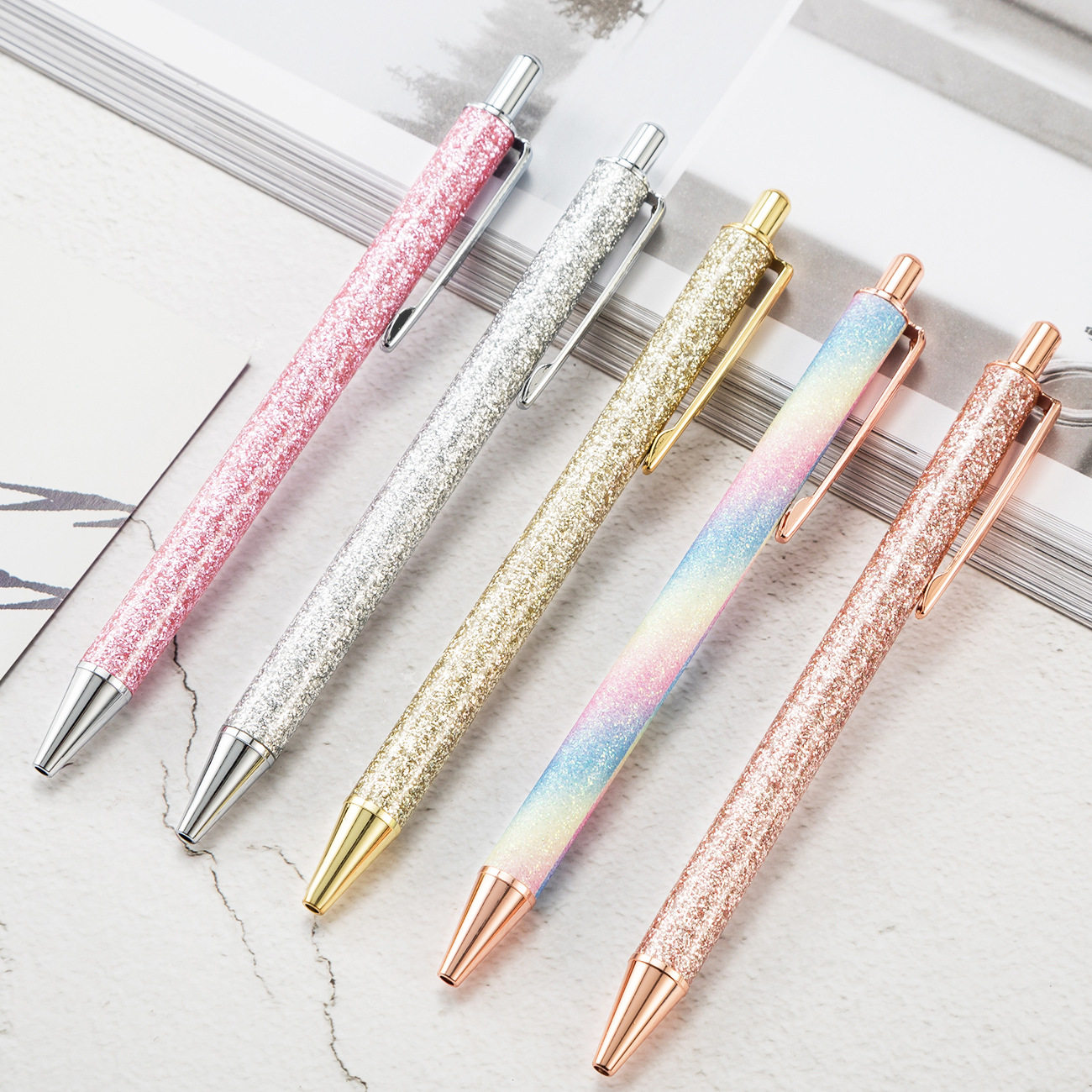 Student Korean version creative multi-color metal shell ballpoint pen cartoon girl cute press high-end personality signature pen