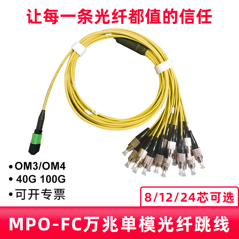 Yongding Mpo-Mpo-Lc/Fc/Mtp 10g Single-Mode Apc Fiber Optic Patch Cord 8 12 Core 40G100G Module Connection Cable Os2 Data Center Flame-Retardant 1/2/3m 1310Nm