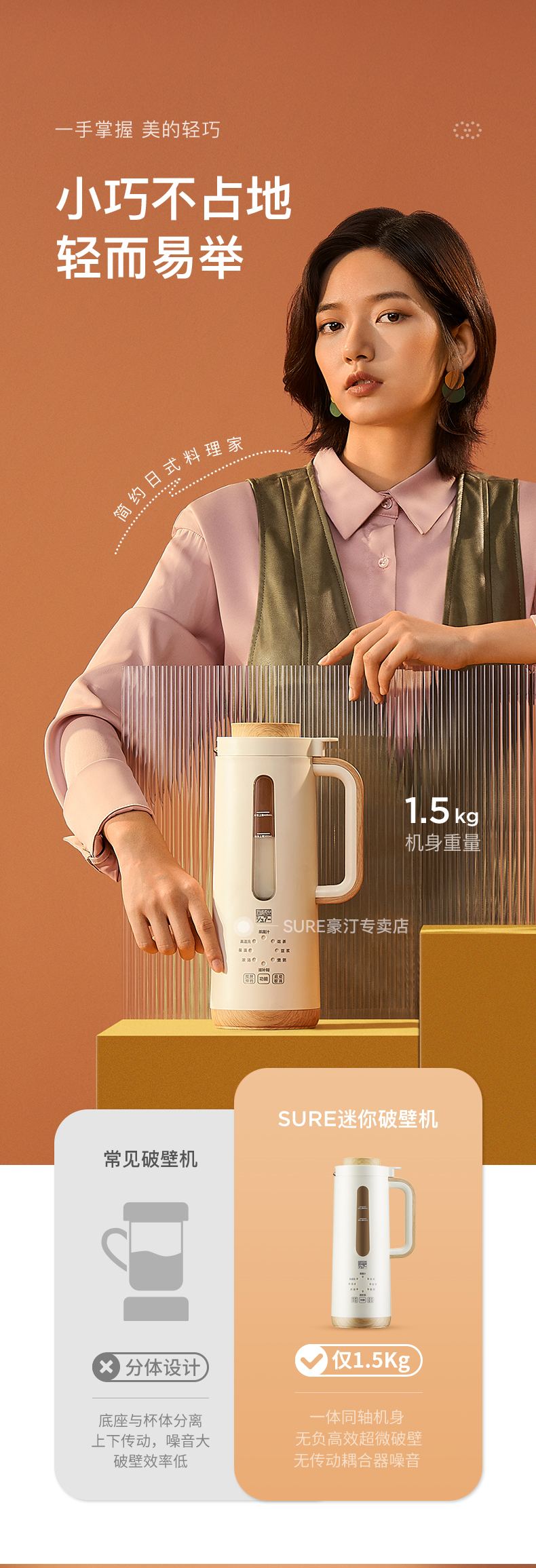 日本SURE石崎秀儿 全自动豆浆机 400ml 图3
