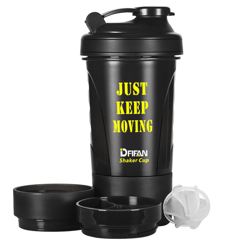 Shake cup fitness cup outdoor sports kettle powder meal powder milkshake cup portable three layers of storage