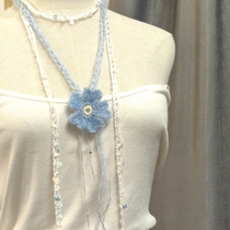 (Handmade necklace) mohair daisy flower sparkling combination chain crochet daisy necklace