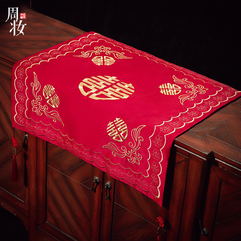 Red hijab bride hijab red wedding ancient wedding Chinese style Xiuhe clothing Xipa tassel embroidery retro hijab female