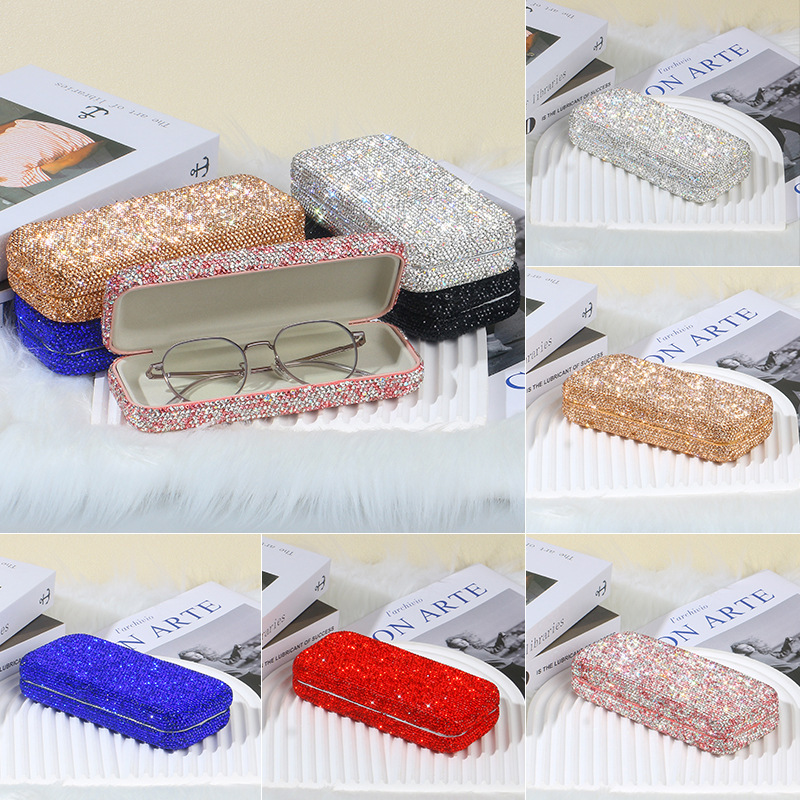 Car-Mounted Glasses Case with a High-End Feel, Diamond-Encrusted, Fashionable, Portable, Full-Diamond Sunglasses, Myopia Glasses, Portable Storage Box, Decorative Car-Mounted Glasses Case with a High-End Feel, Diamond-Encrusted, Fashionable, Portable, Full-Diamond Sunglasses, Myopia Glasses, Portable Storage Box, Decorative