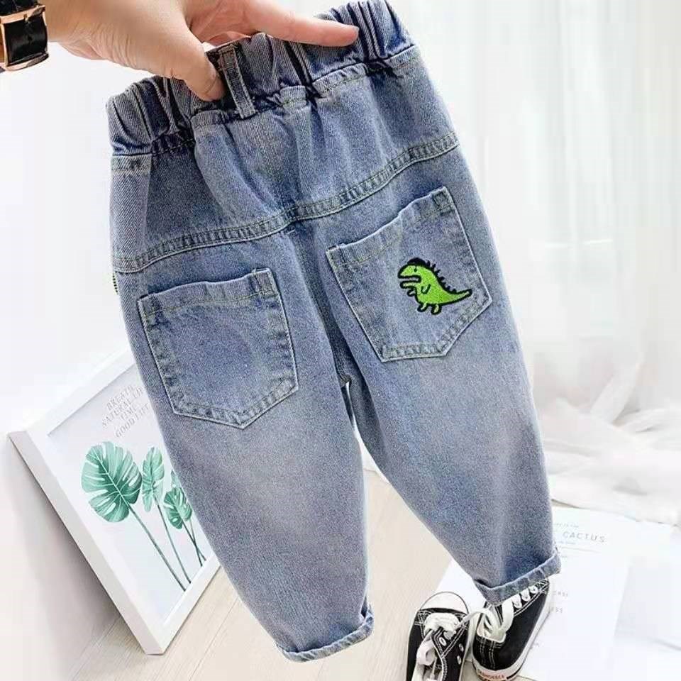 Boy jeans 2023 new middle and child Han version trend loose handsome and old daddy pants children baby long pants-Taobao